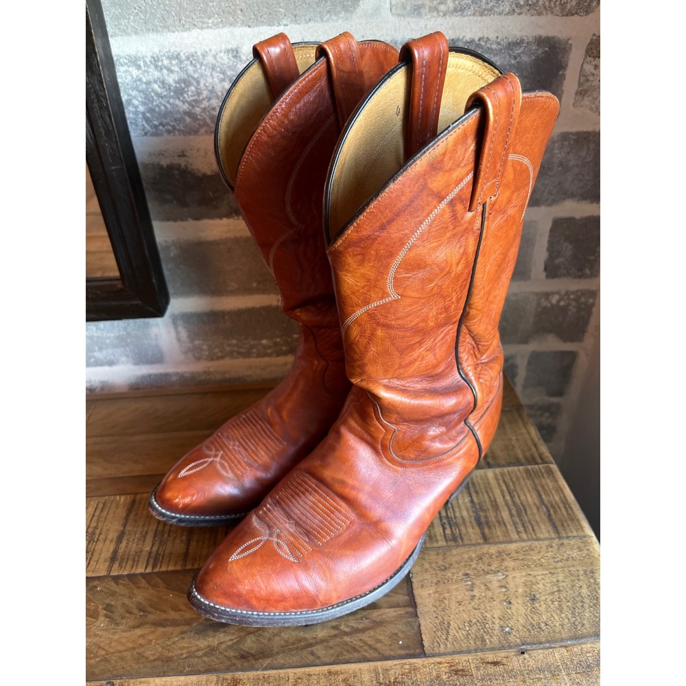 TONY LAMA 5084 Men's Brown Vintage Western Cowboy Boots 10 EEEE USA EUC - Picture 3 of 8